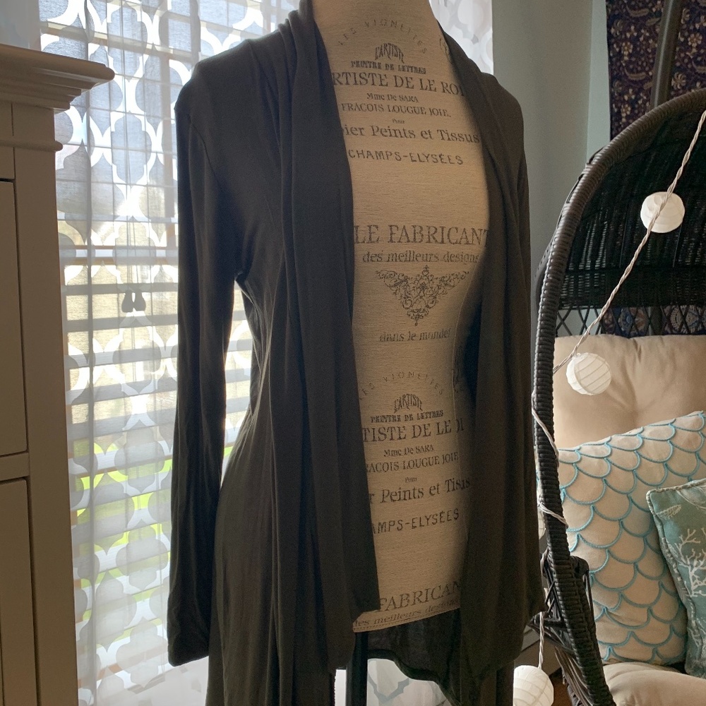 Army Green Open Front Cardigan